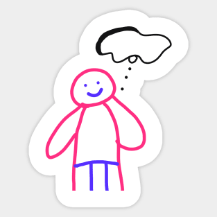 pink blue cartoon human art Sticker